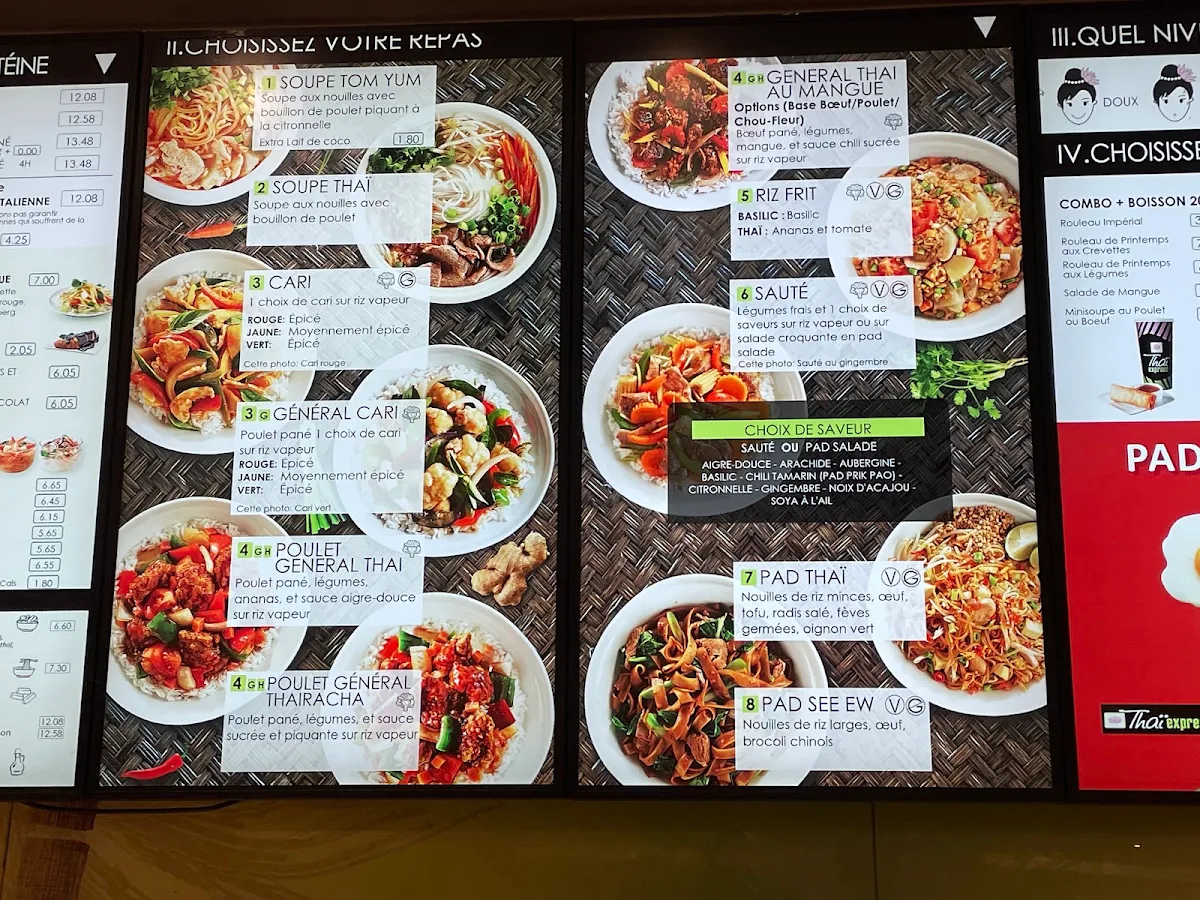 Menu, Thai Express Restaurant Sherbrooke