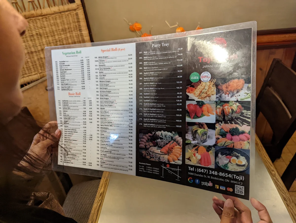 Menu, Toji Sushi
