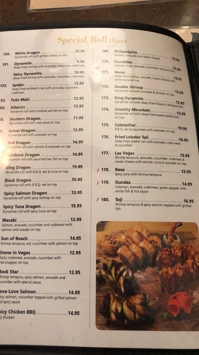 Menu, Toji Sushi