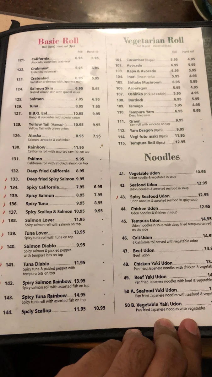 Menu, Toji Sushi