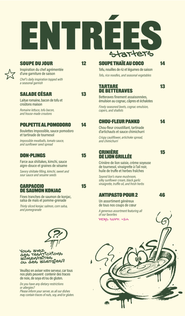 Menu, Le Don Restaurant