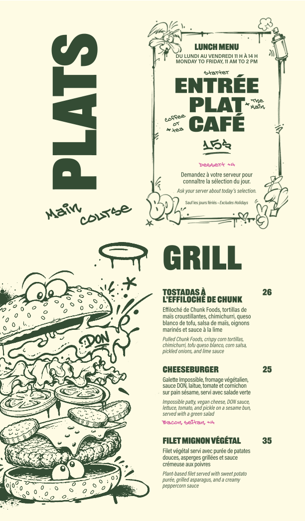 Menu, Le Don Restaurant