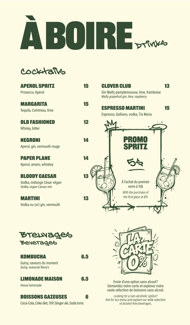 Menu, Le Don Restaurant