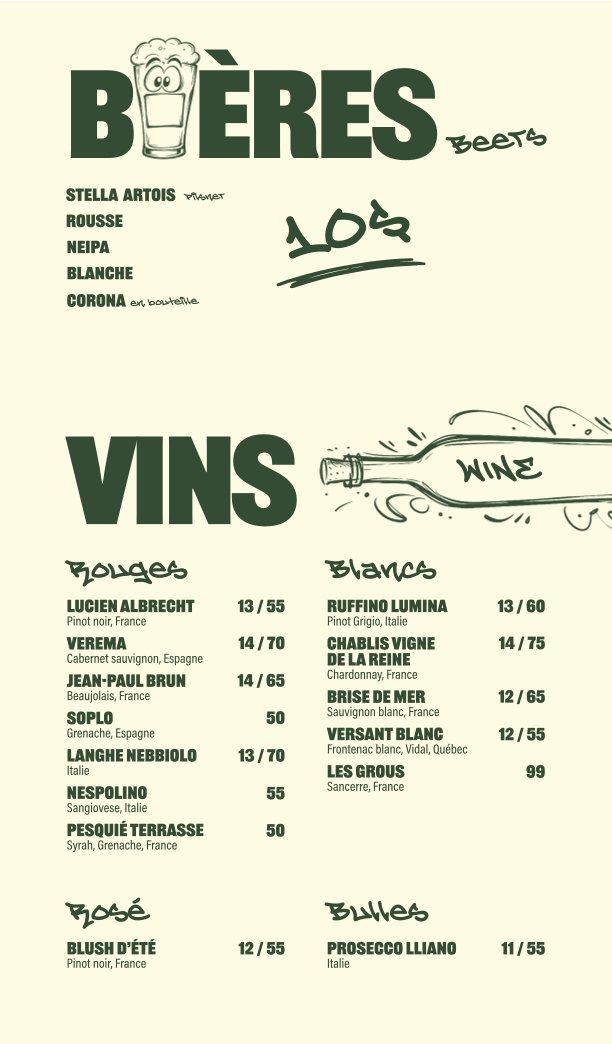 Menu, Le Don Restaurant