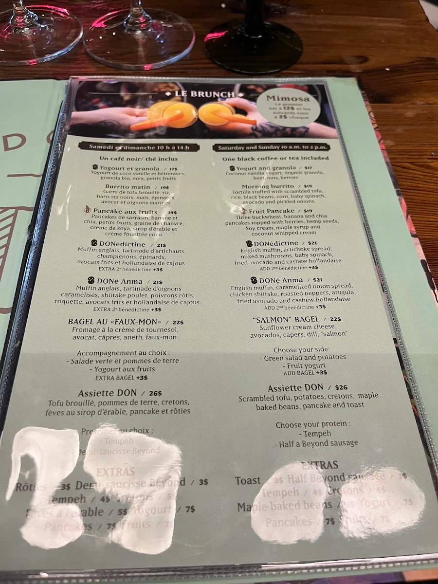 Menu, Le Don Restaurant
