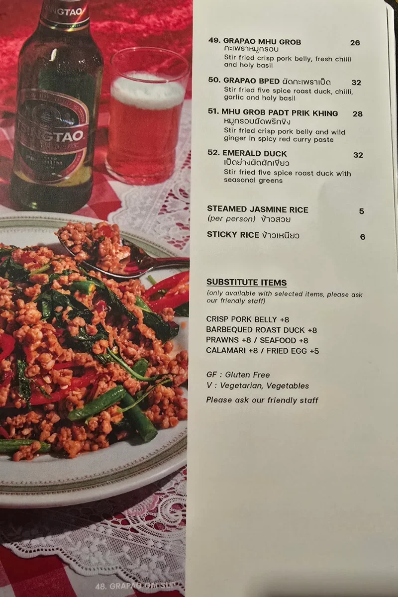 Menu, Chat Thai