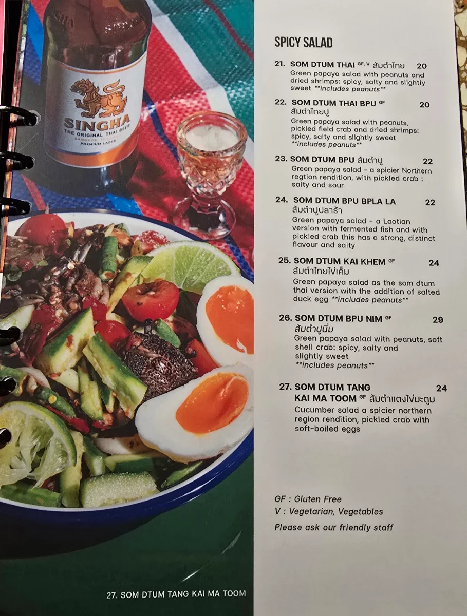 Menu, Chat Thai