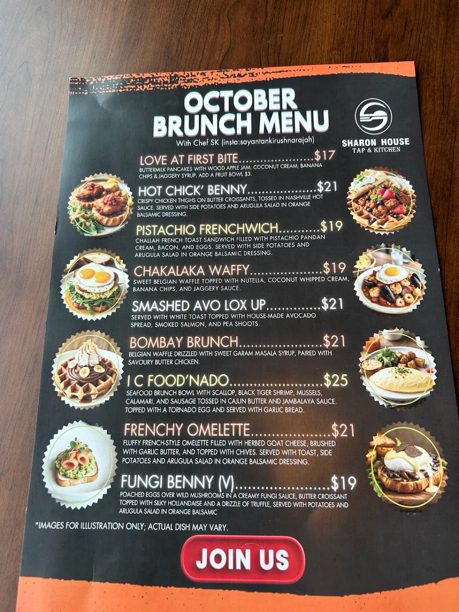 Menu, Sharon House Tap & Kitchen