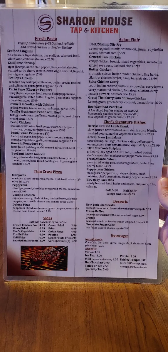 Menu, Sharon House Tap & Kitchen
