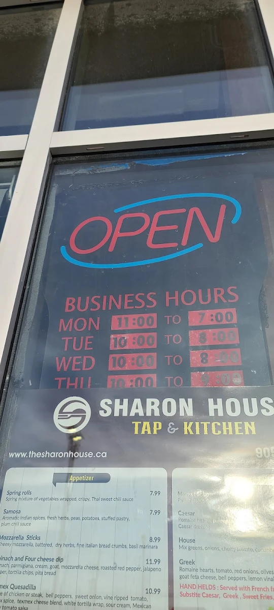 Menu, Sharon House Tap & Kitchen
