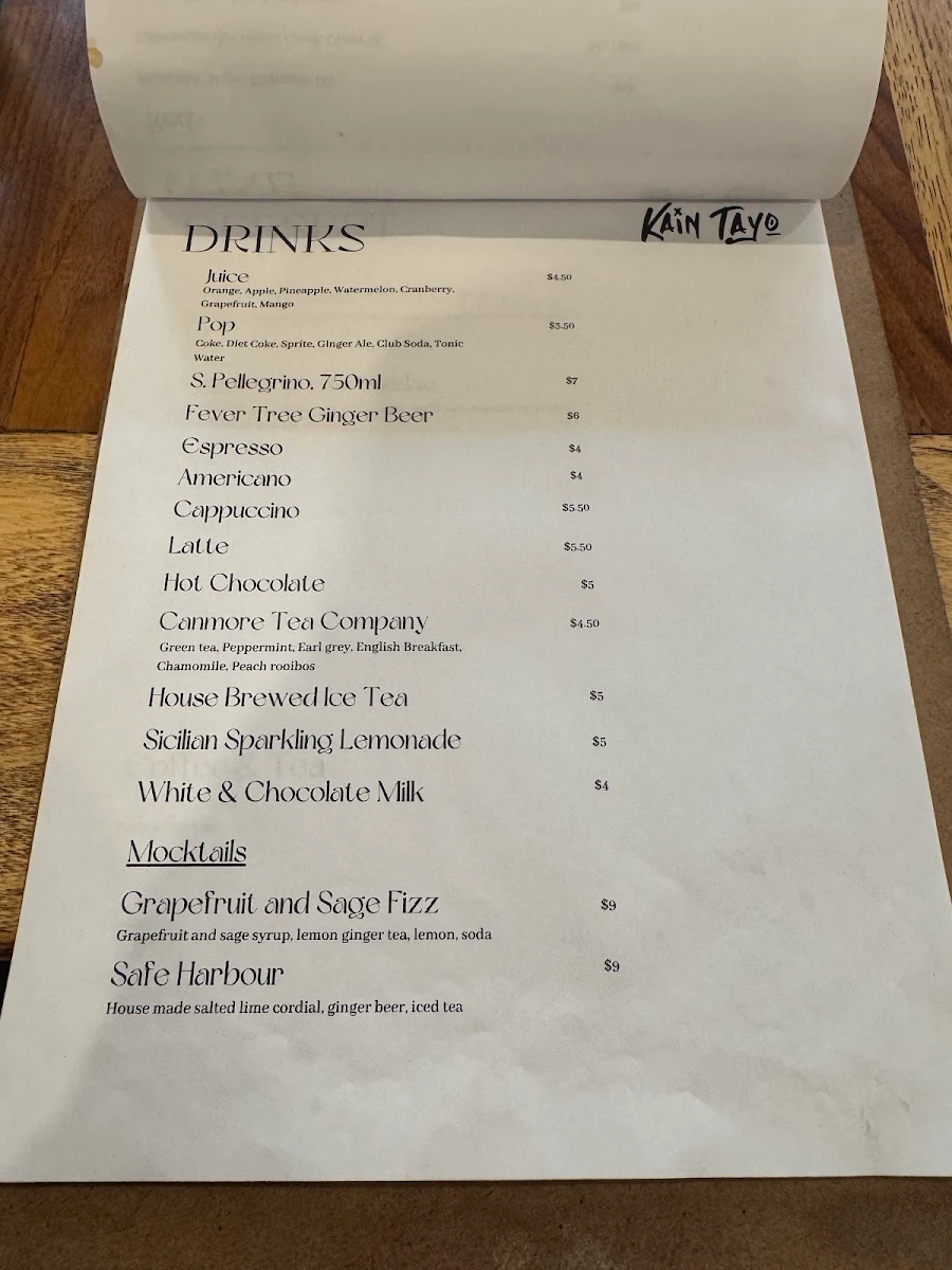 Menu, KAIN TAYO