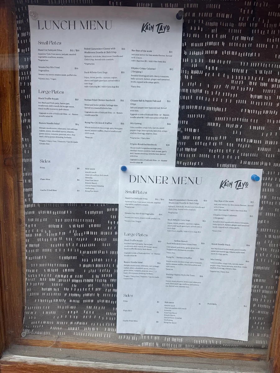 Menu, KAIN TAYO