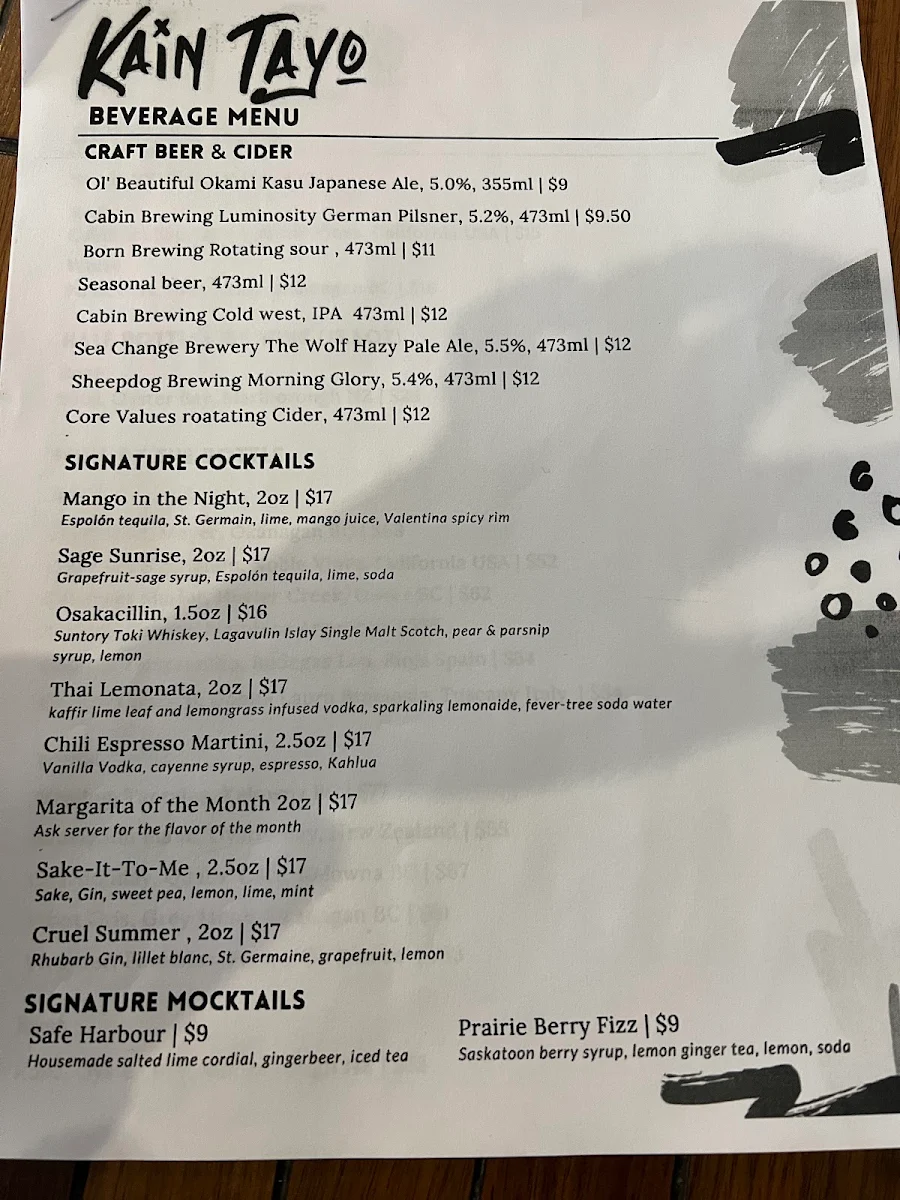 Menu, KAIN TAYO