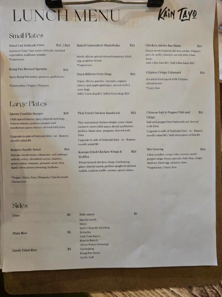 Menu, KAIN TAYO