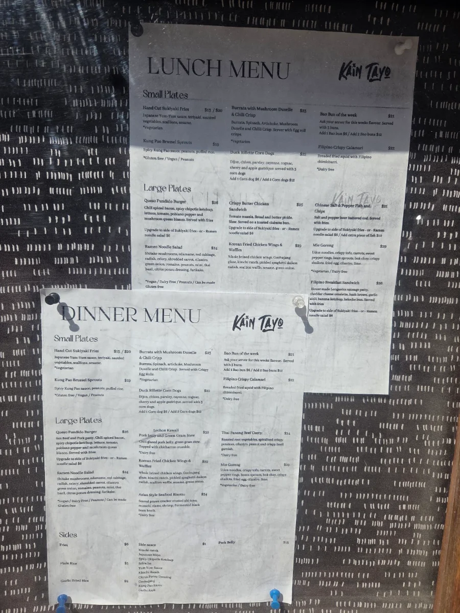 Menu, KAIN TAYO