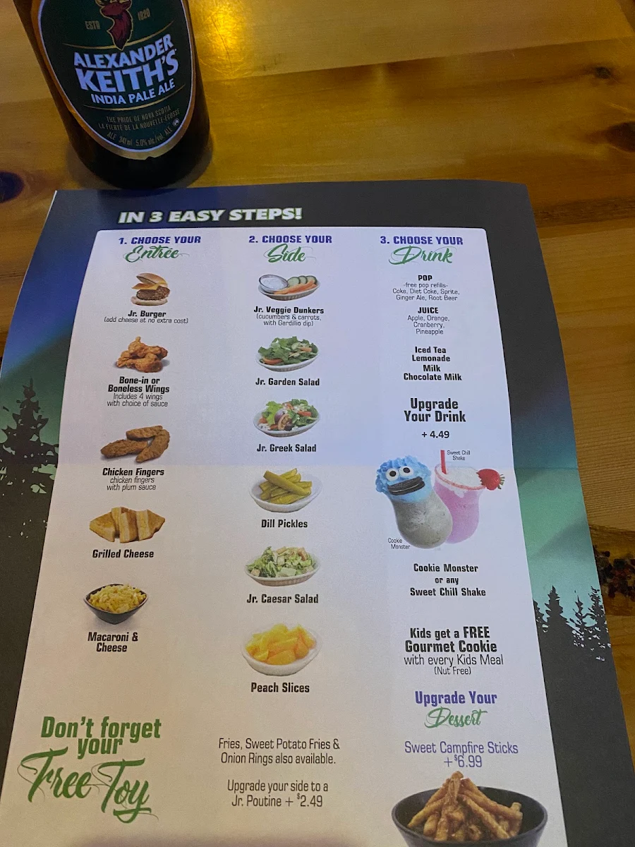 Menu, Wacky’s