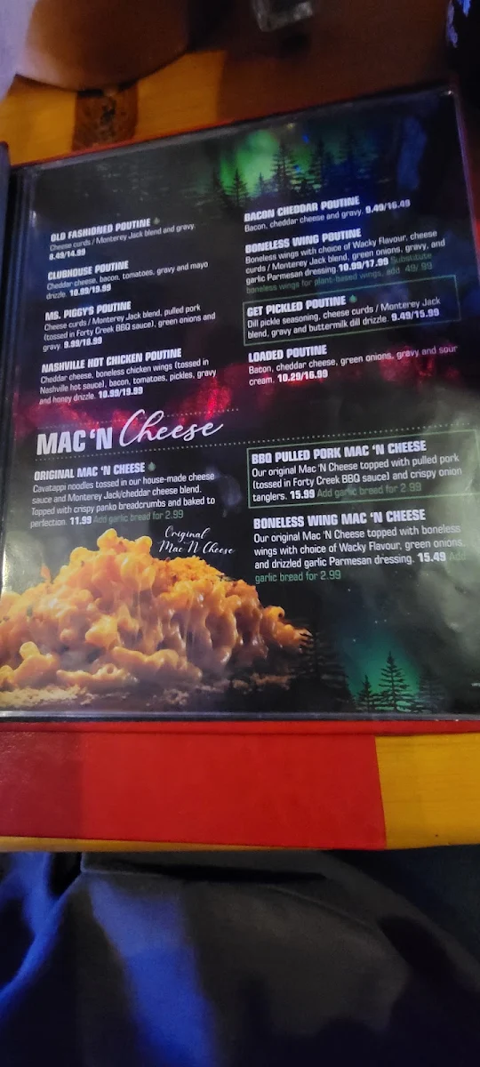 Menu, Wacky’s