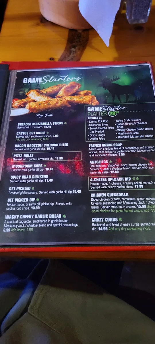 Menu, Wacky’s