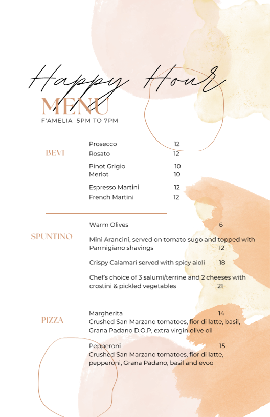 Menu, F'Amelia