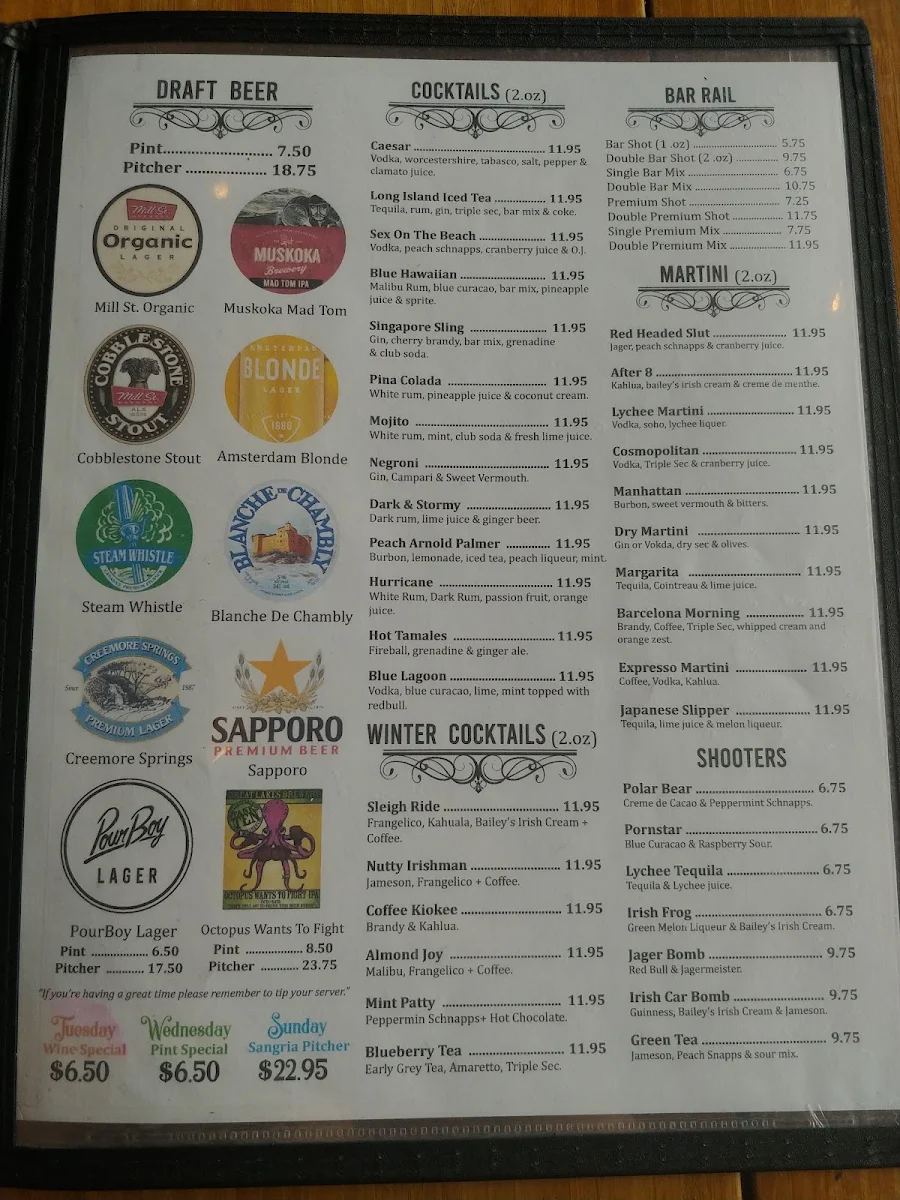 Menu, Pour Boy - Manning