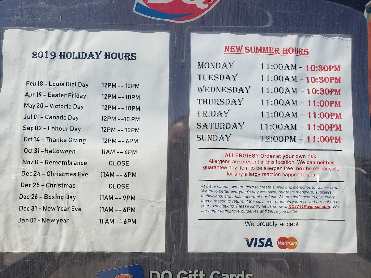 Menu, Dairy Queen Grill & Chill