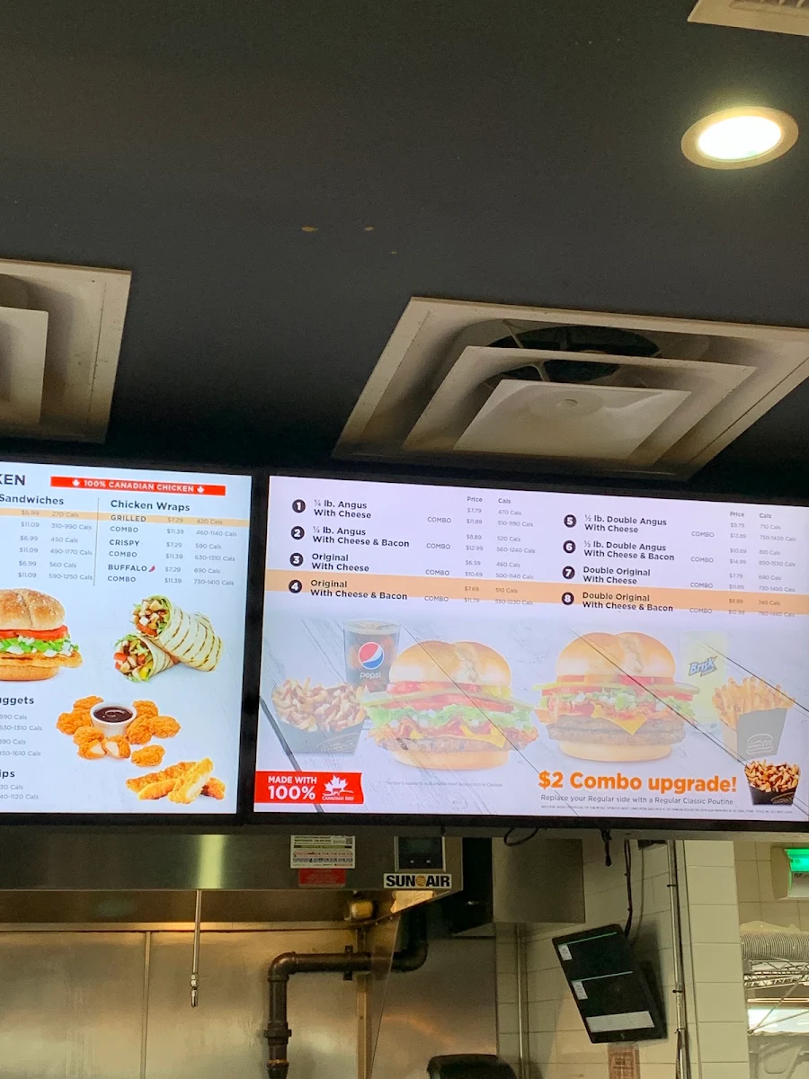 Menu, Harvey's