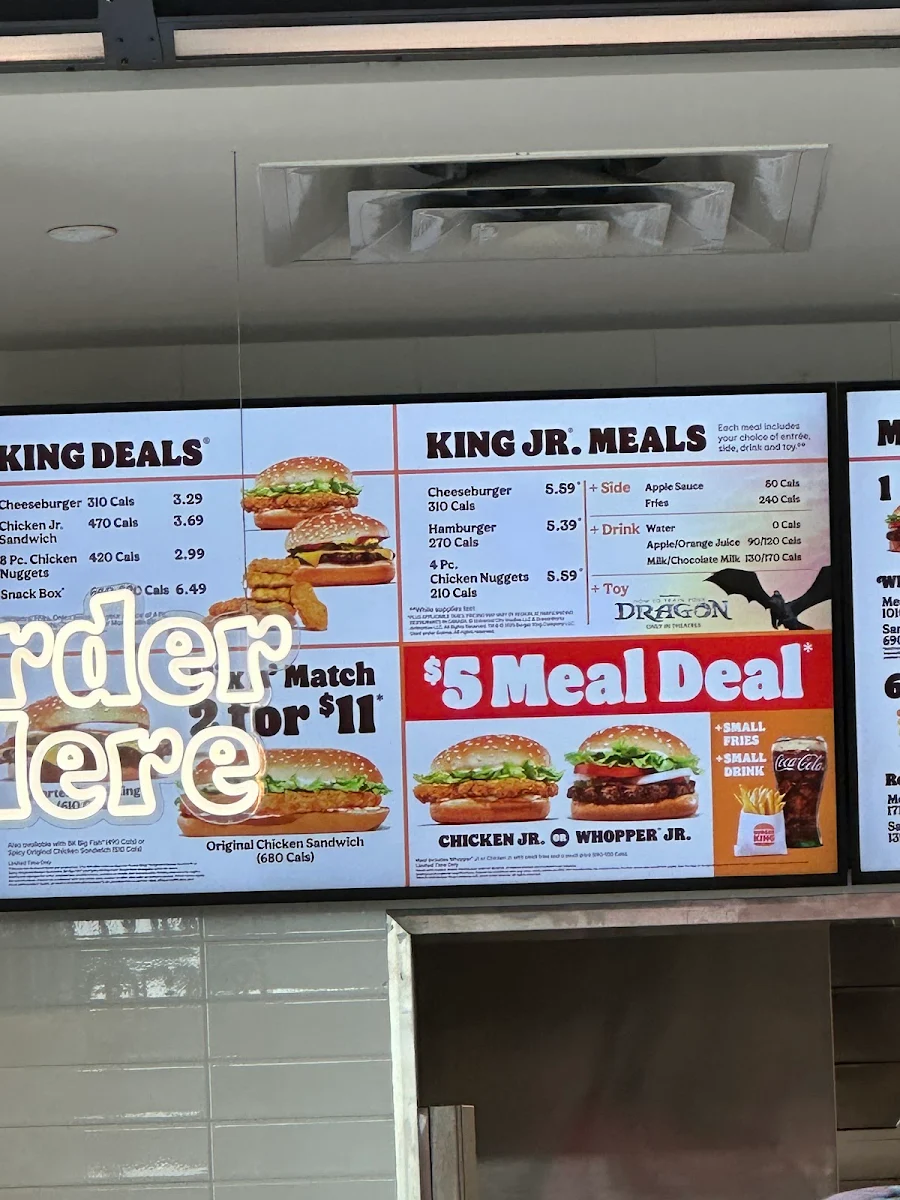 Menu, Burger King
