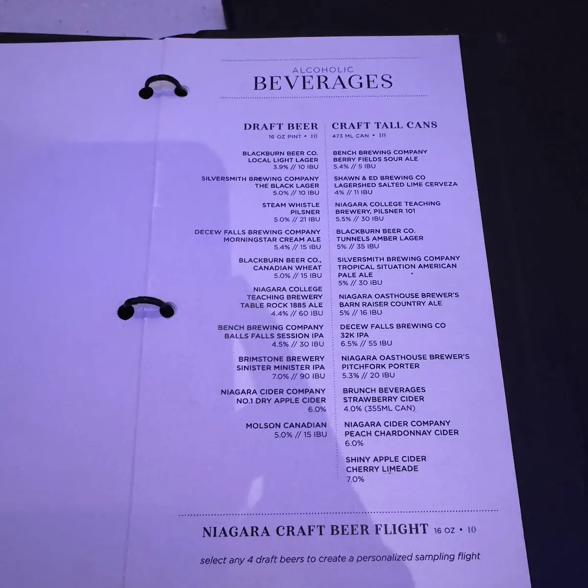 Menu, Table Rock House Restaurant