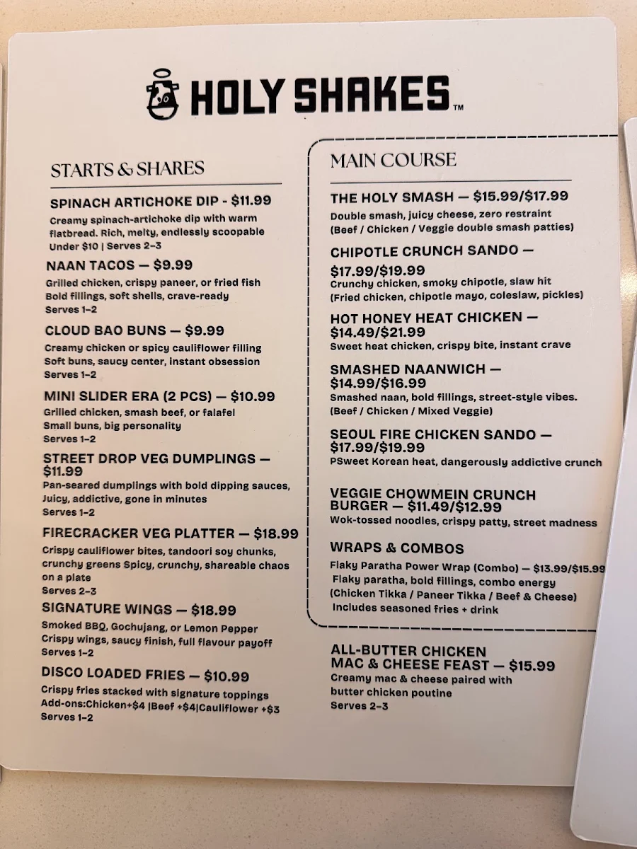 Menu, T.O.'s Kathi Roll Eatery Brampton West