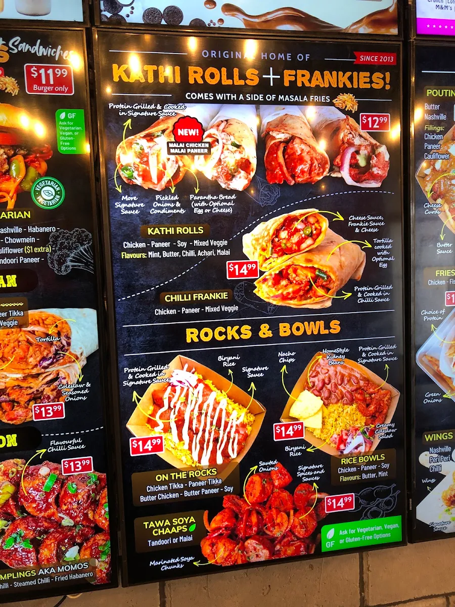 Menu, T.O.'s Kathi Roll Eatery Brampton West