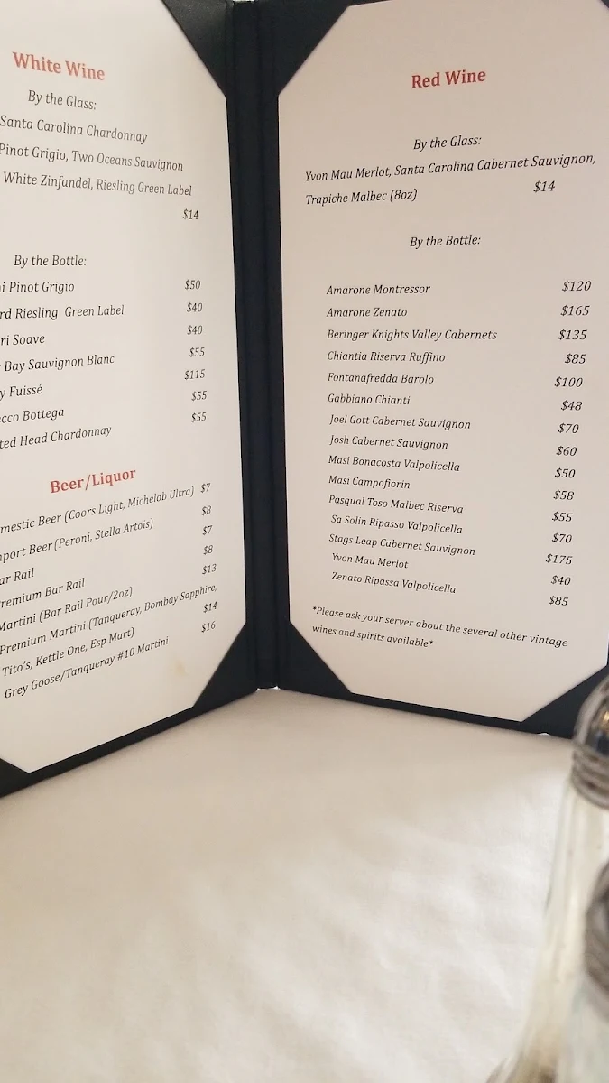 Menu, Arturo Ristorante