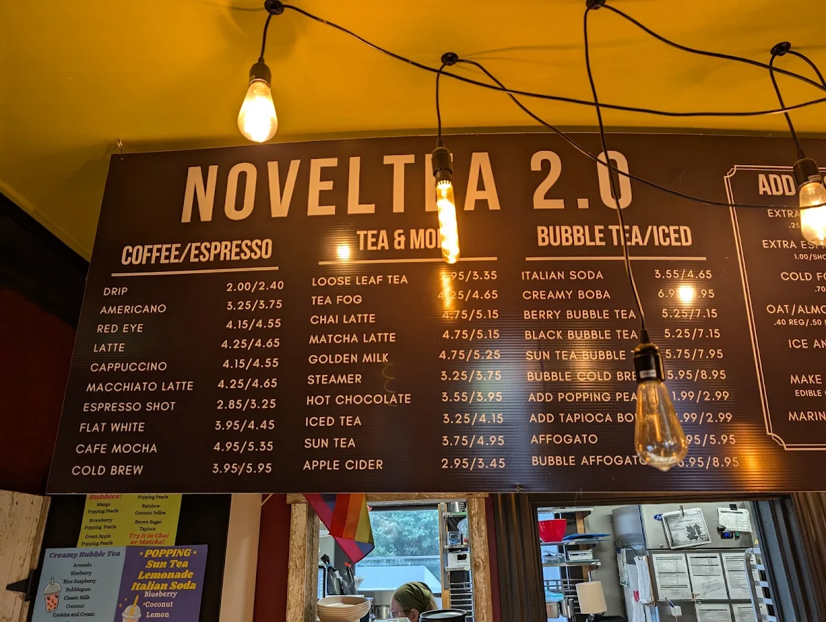 Menu, NovelTea Coffeehouse & Bakery