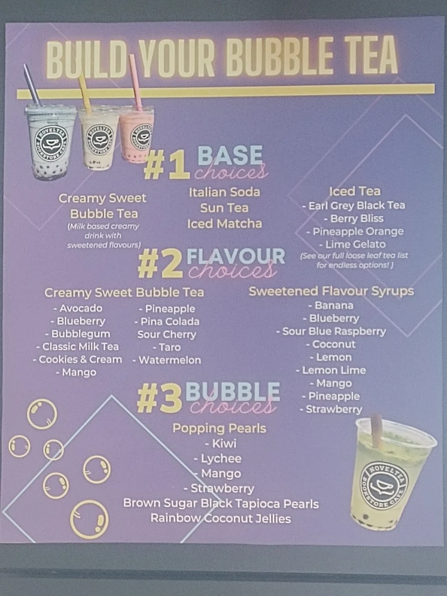 Menu, NovelTea Coffeehouse & Bakery