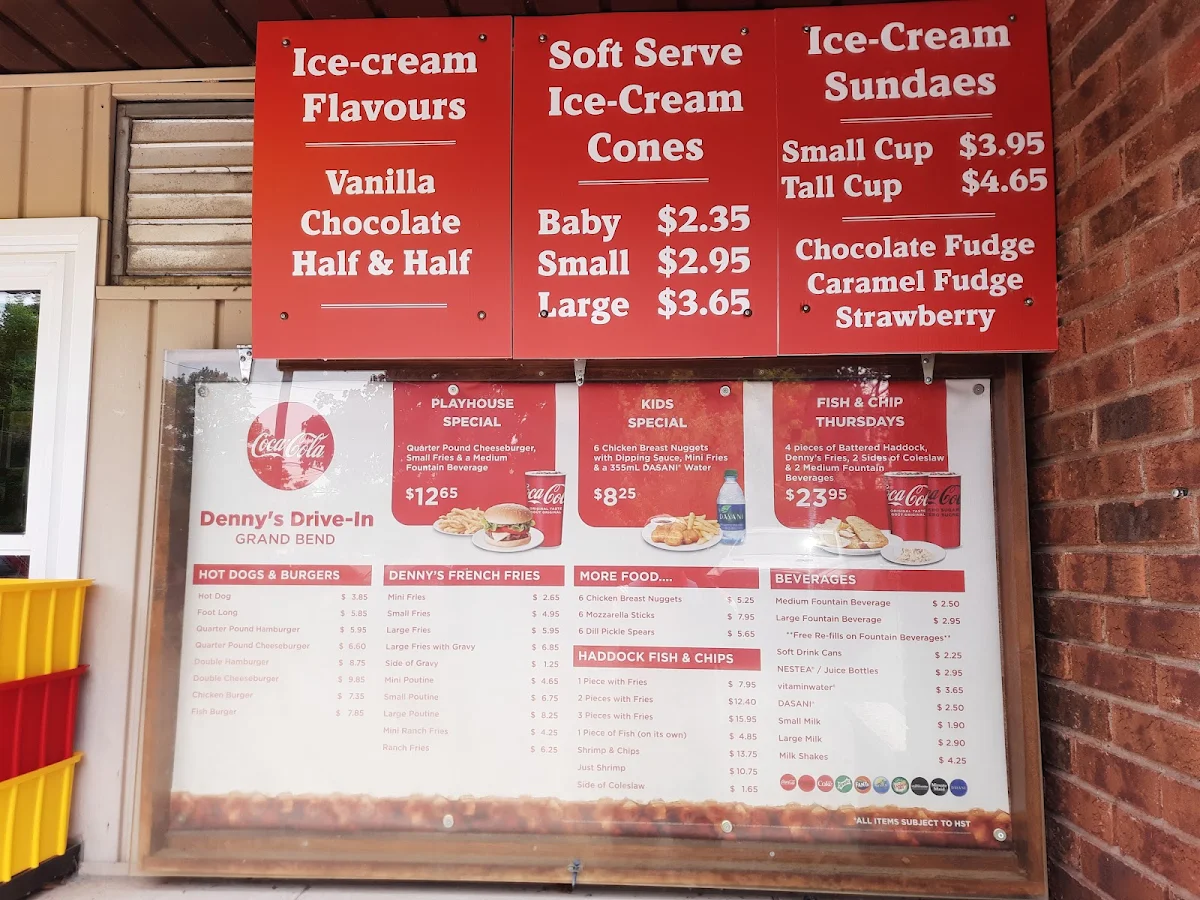 Menu, Denny's Drive-In