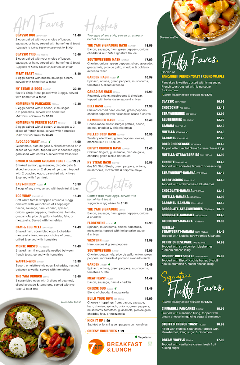 Menu, 7AM Breakfast & Lunch