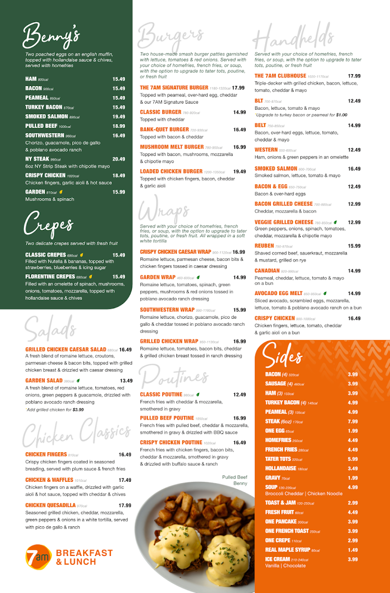Menu, 7AM Breakfast & Lunch