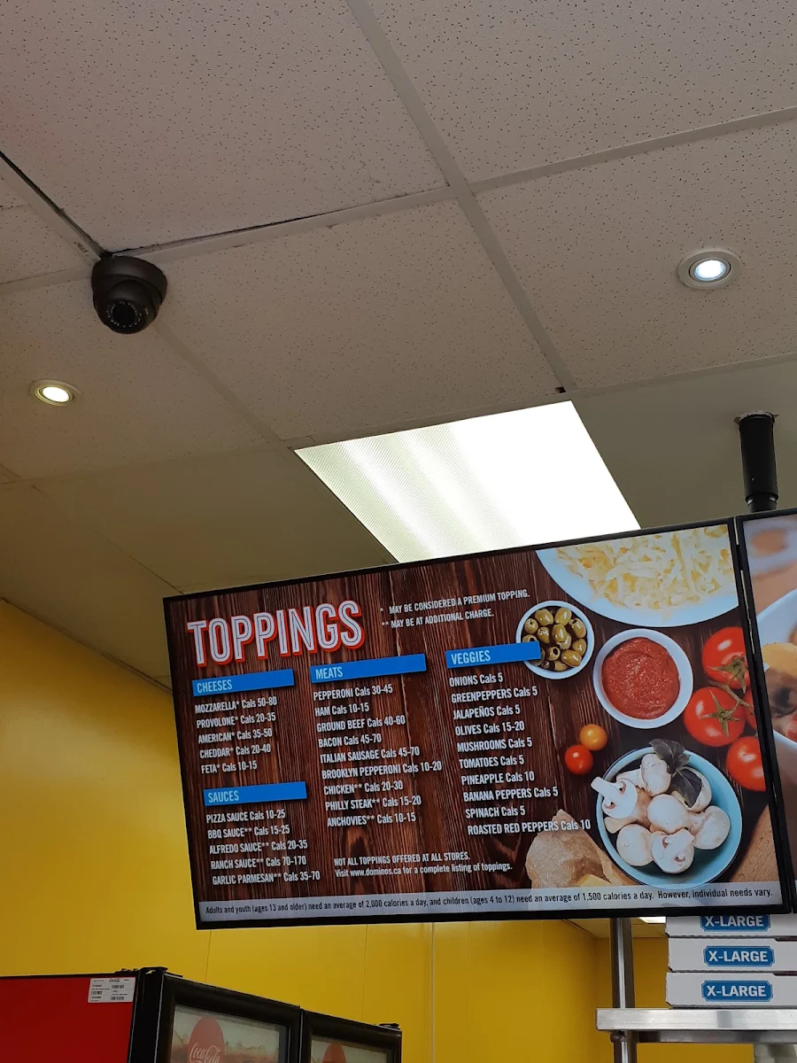 Menu, Domino's Pizza