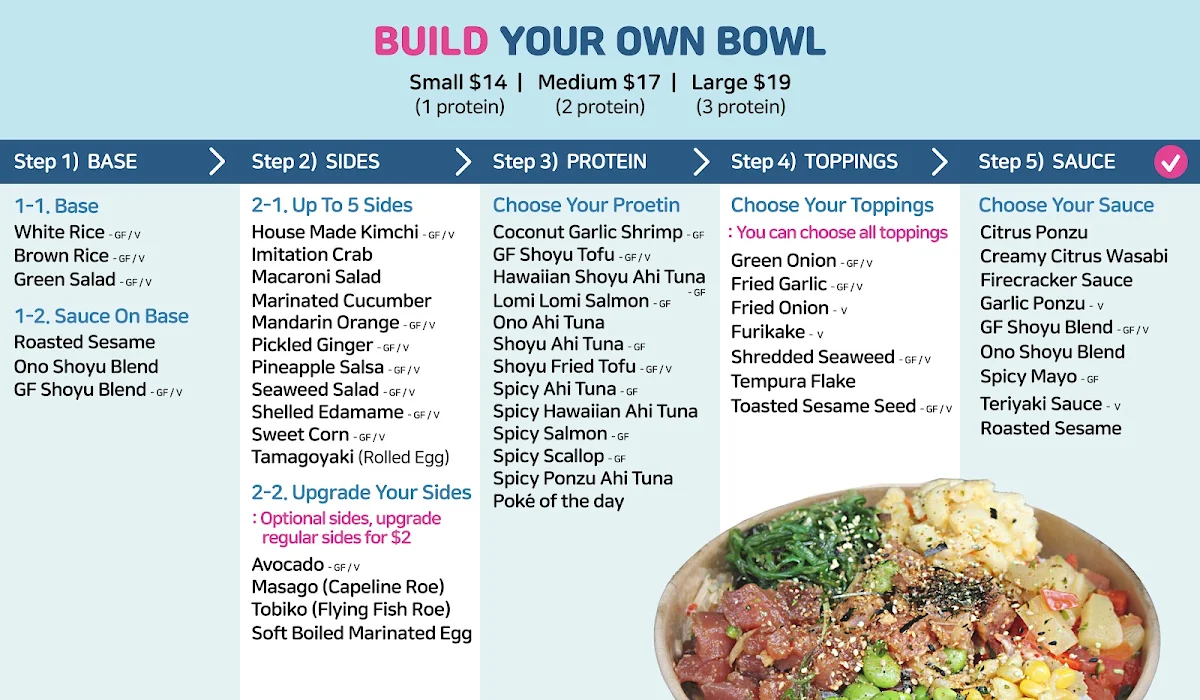 Menu, Ono Poké @ Uptown