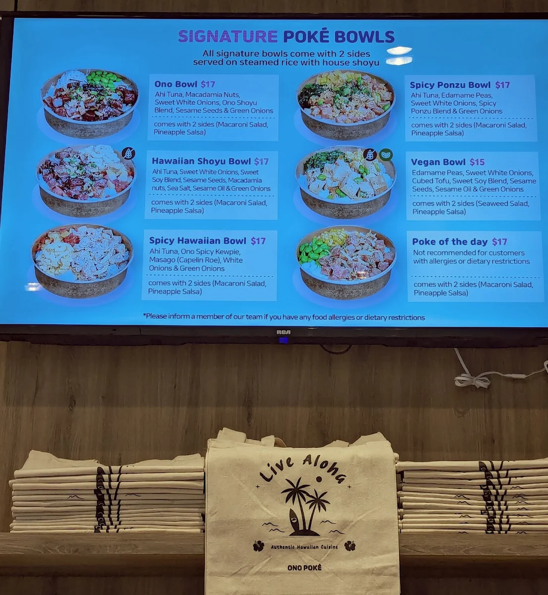Menu, Ono Poké @ Uptown