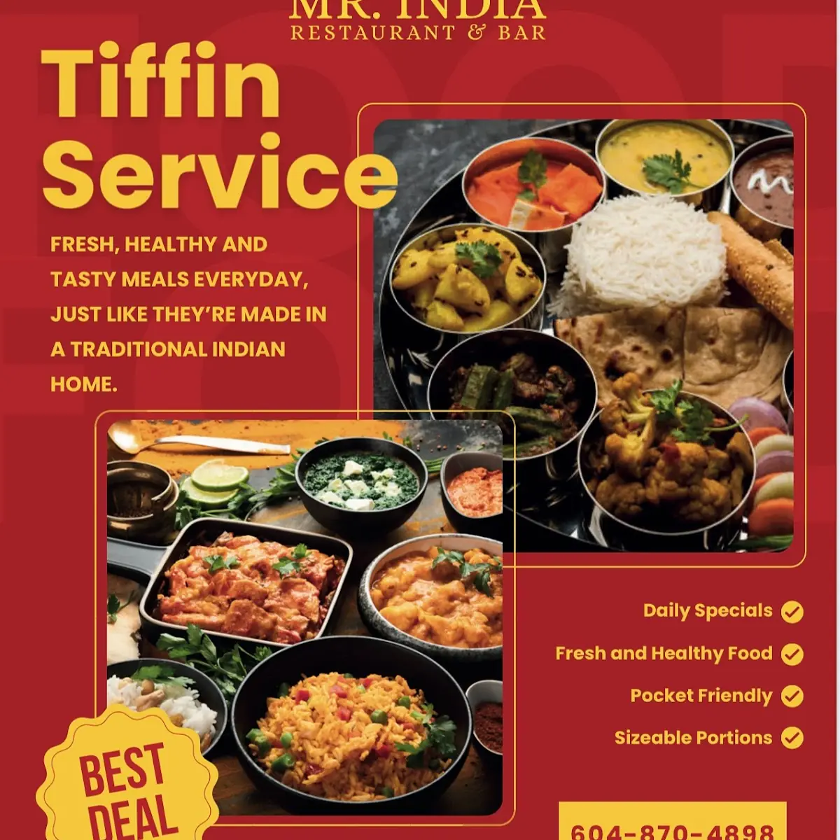Menu, Mr India Restaurant & Bar