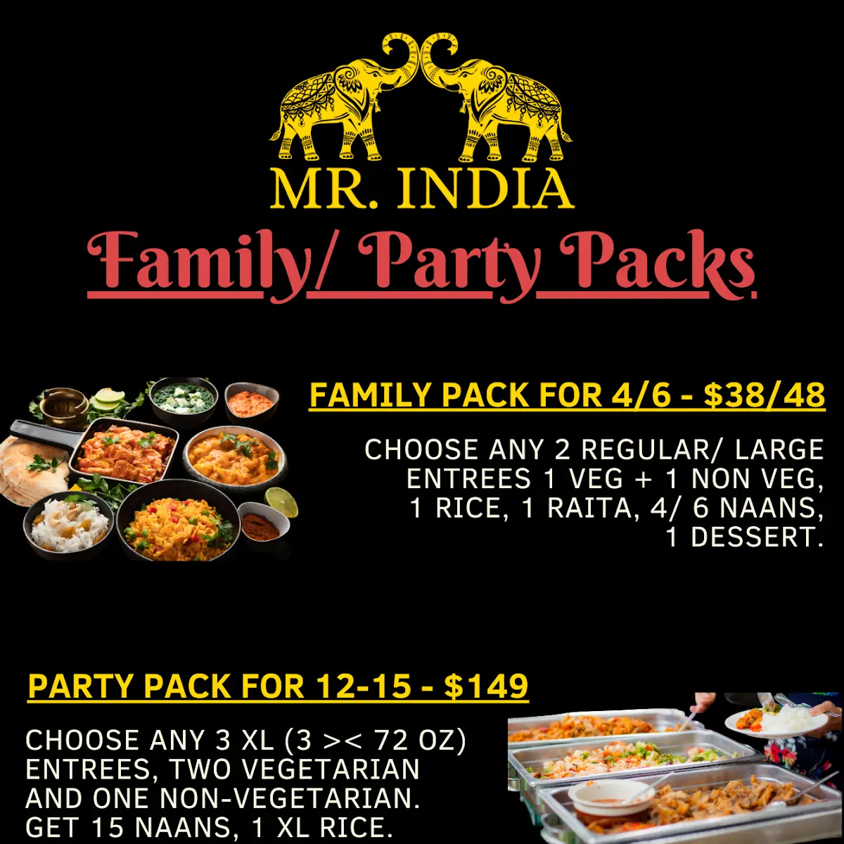 Menu, Mr India Restaurant & Bar