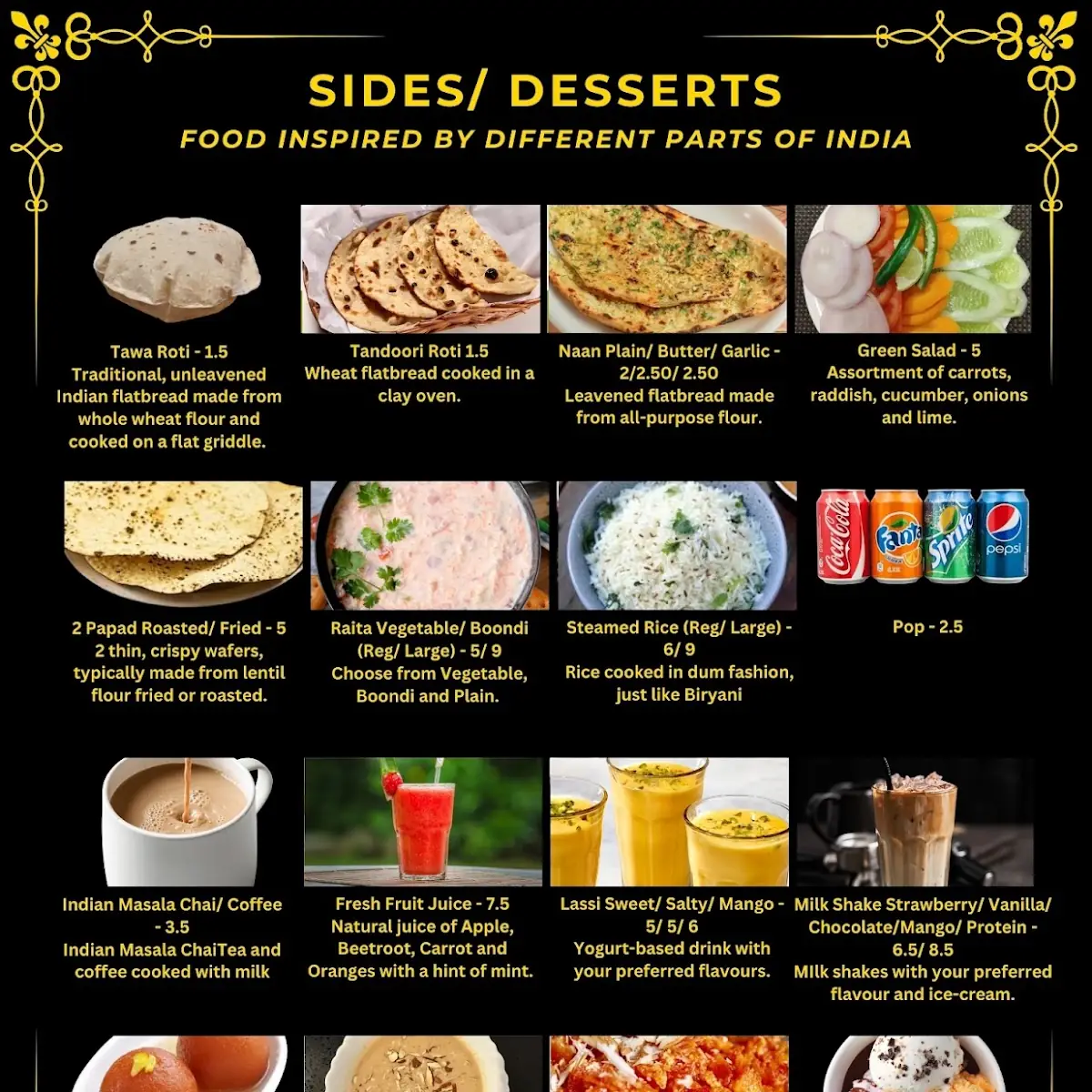 Menu, Mr India Restaurant & Bar