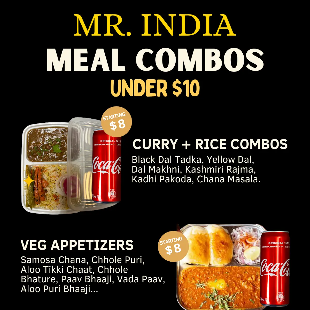 Menu, Mr India Restaurant & Bar