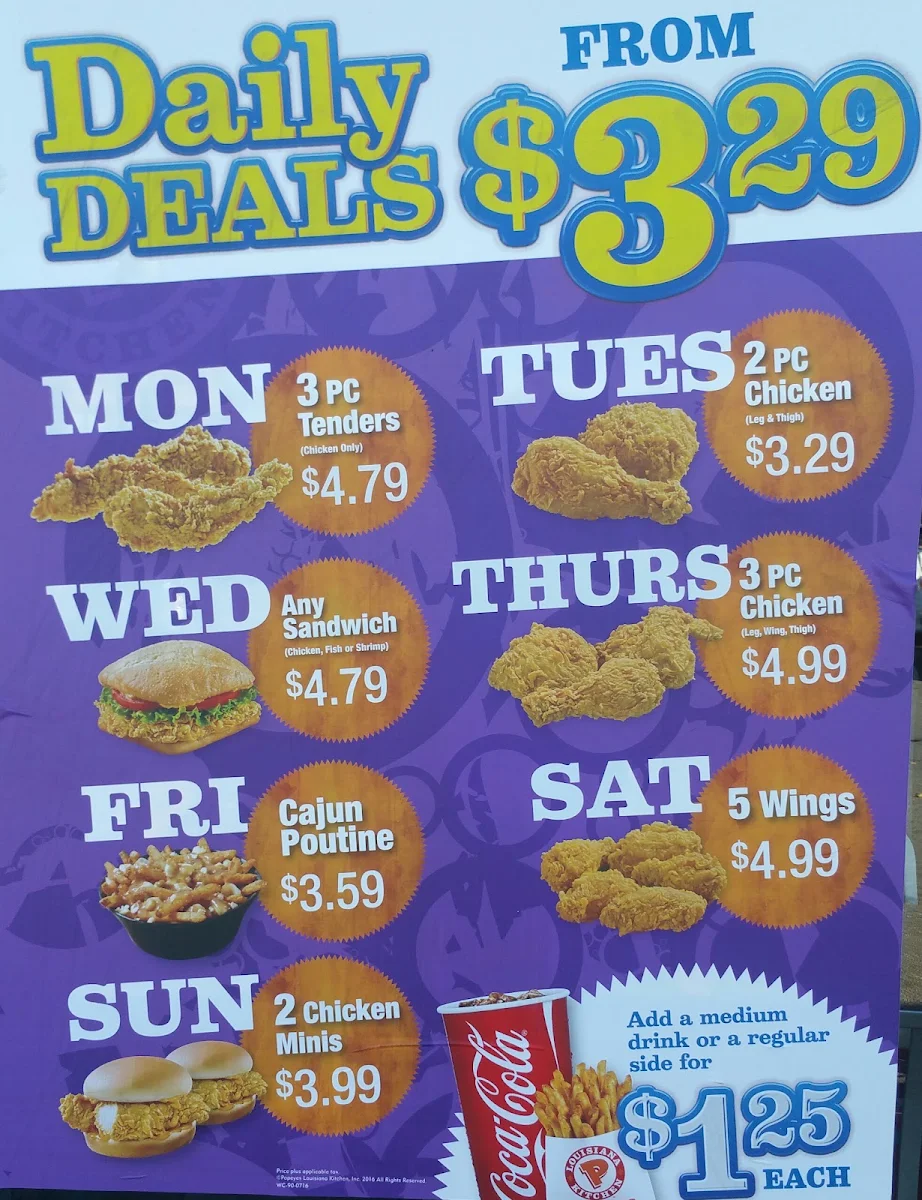 Menu, Popeyes Louisiana Kitchen