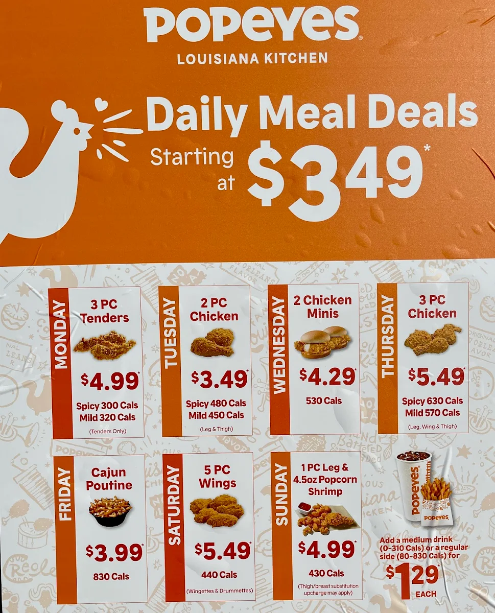 Menu, Popeyes Louisiana Kitchen