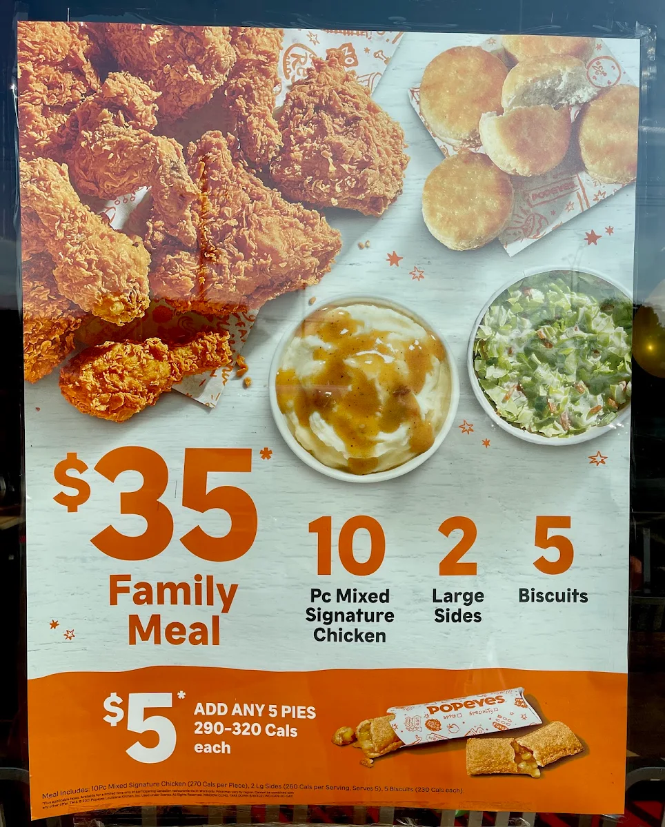 Menu, Popeyes Louisiana Kitchen