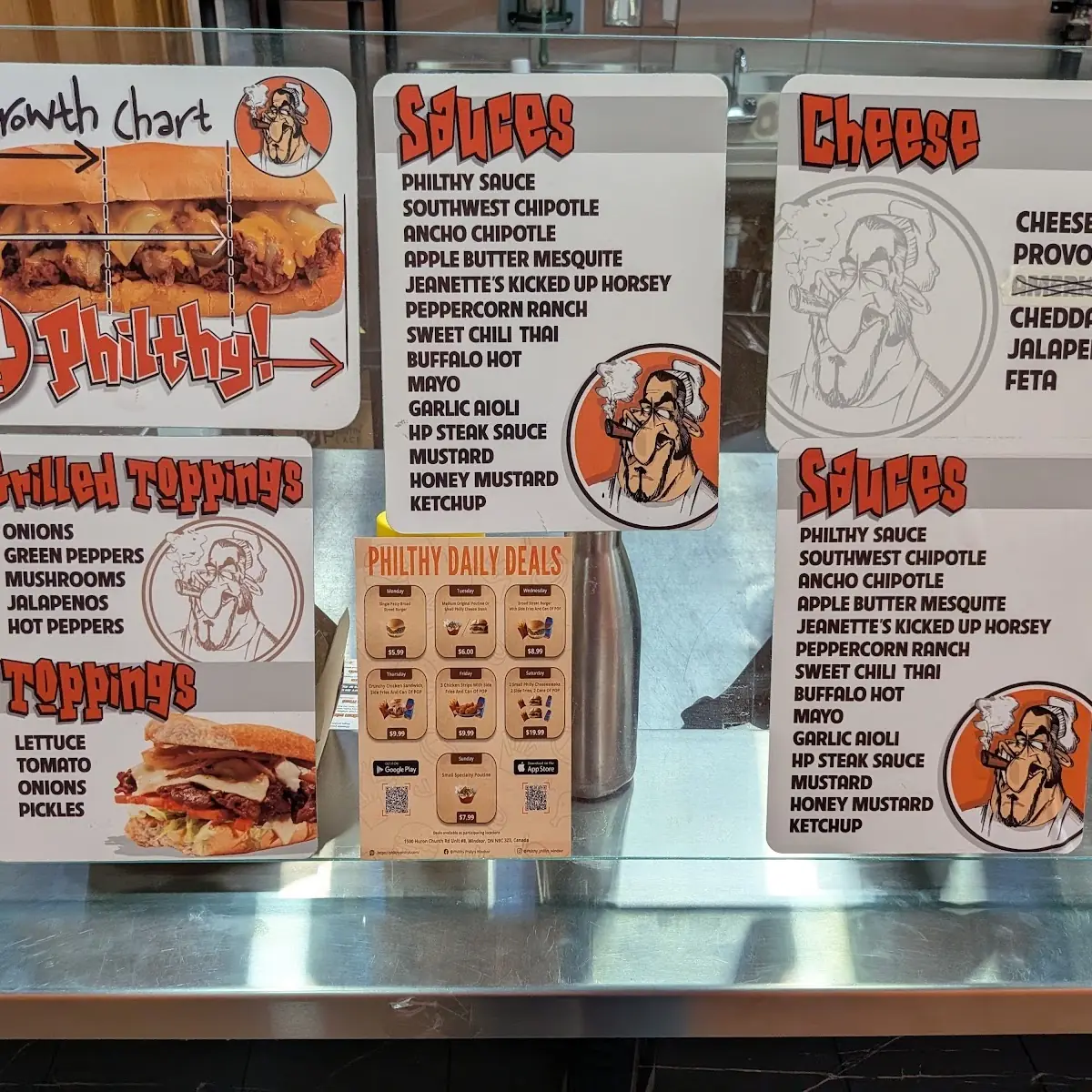 Menu, Philthy Philly's Windsor