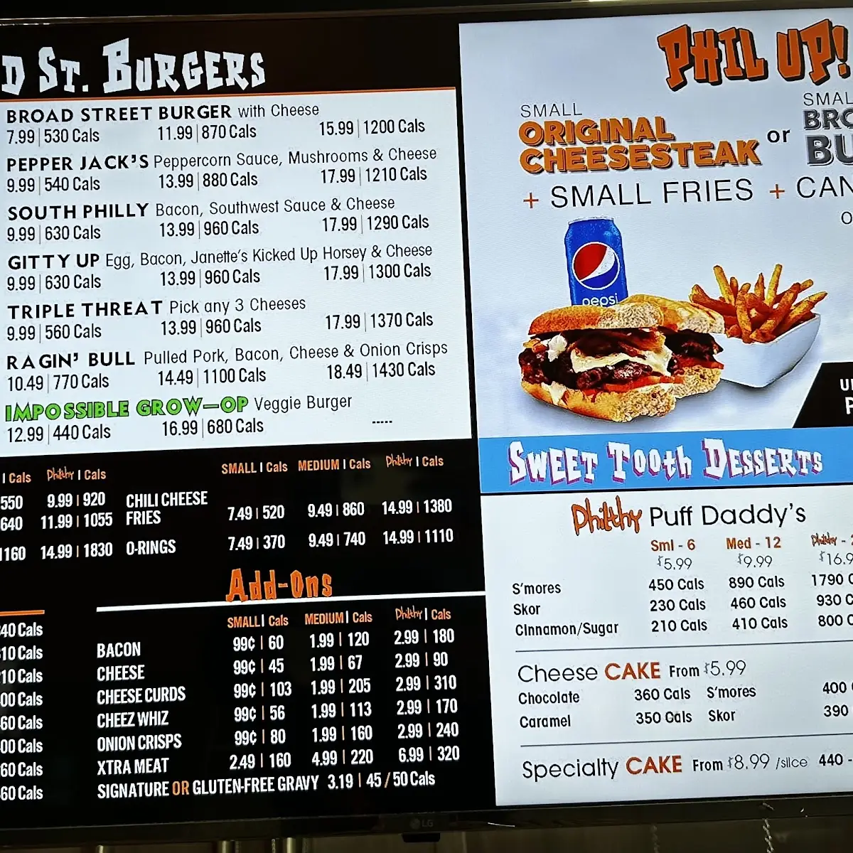 Menu, Philthy Philly's Windsor
