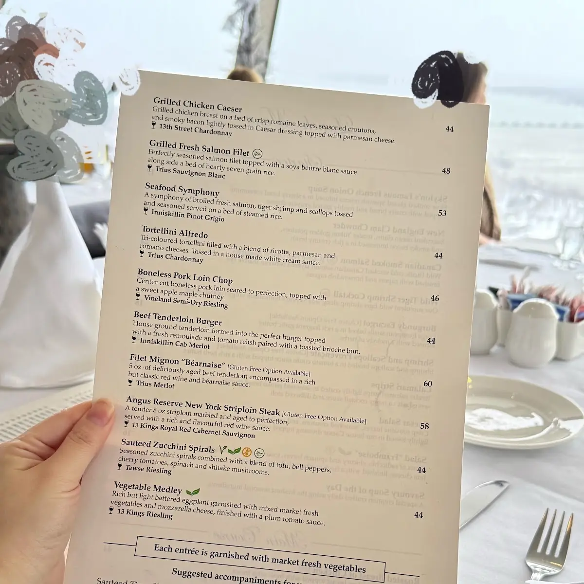 Menu, Skylon Tower Revolving Dining Room