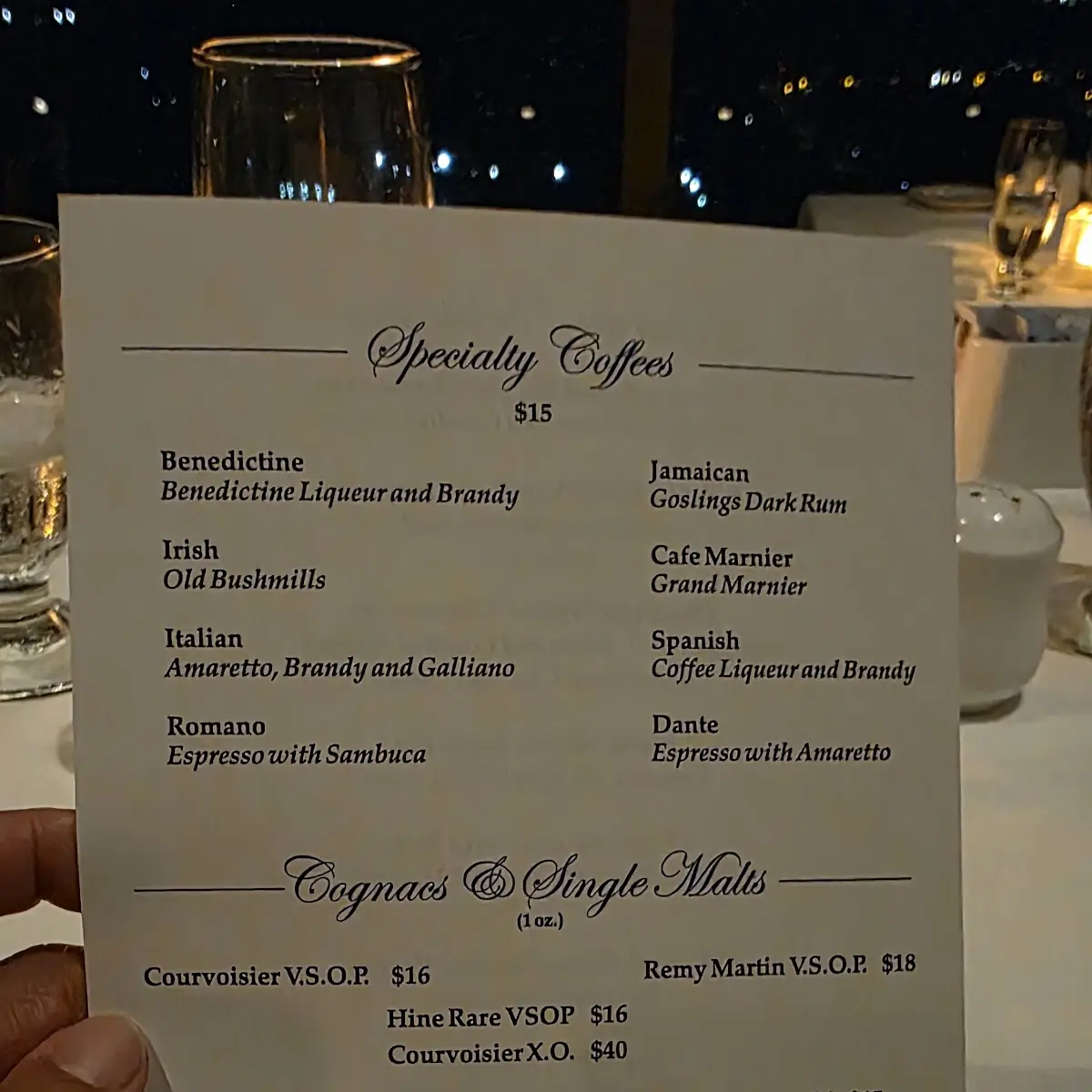 Menu, Skylon Tower Revolving Dining Room